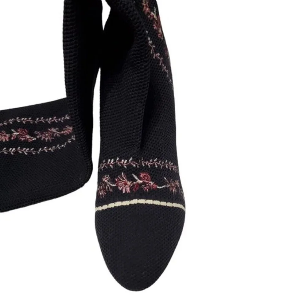 TABITHA SIMMONS Irina Floral Embroidered Over-the-Knee Sock Boot Womens 39.5 9.5